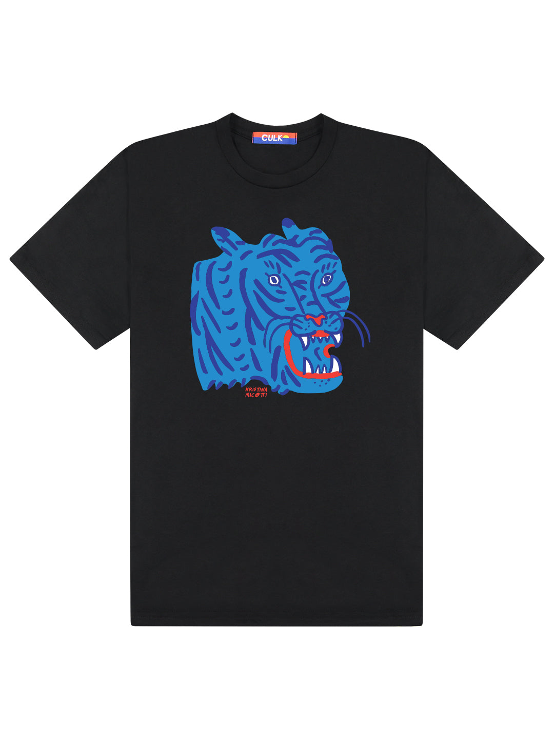 Blue Tiger Tee Black by Kristina Micotti-Culk