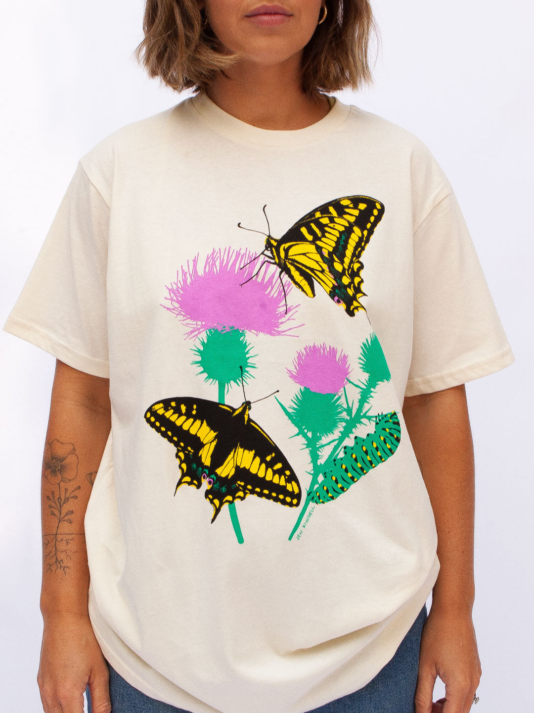 Butterfly Garden Tee Cream by Jen Kindell-Culk