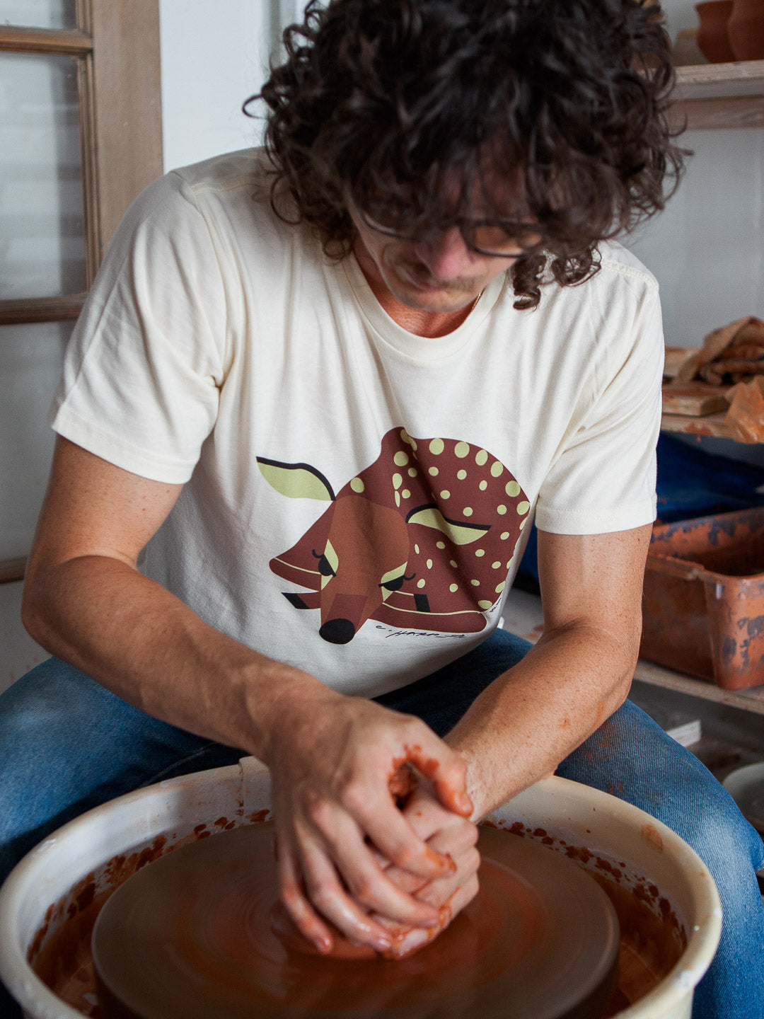 Fawn Tee Cream by Charley Harper-Culk