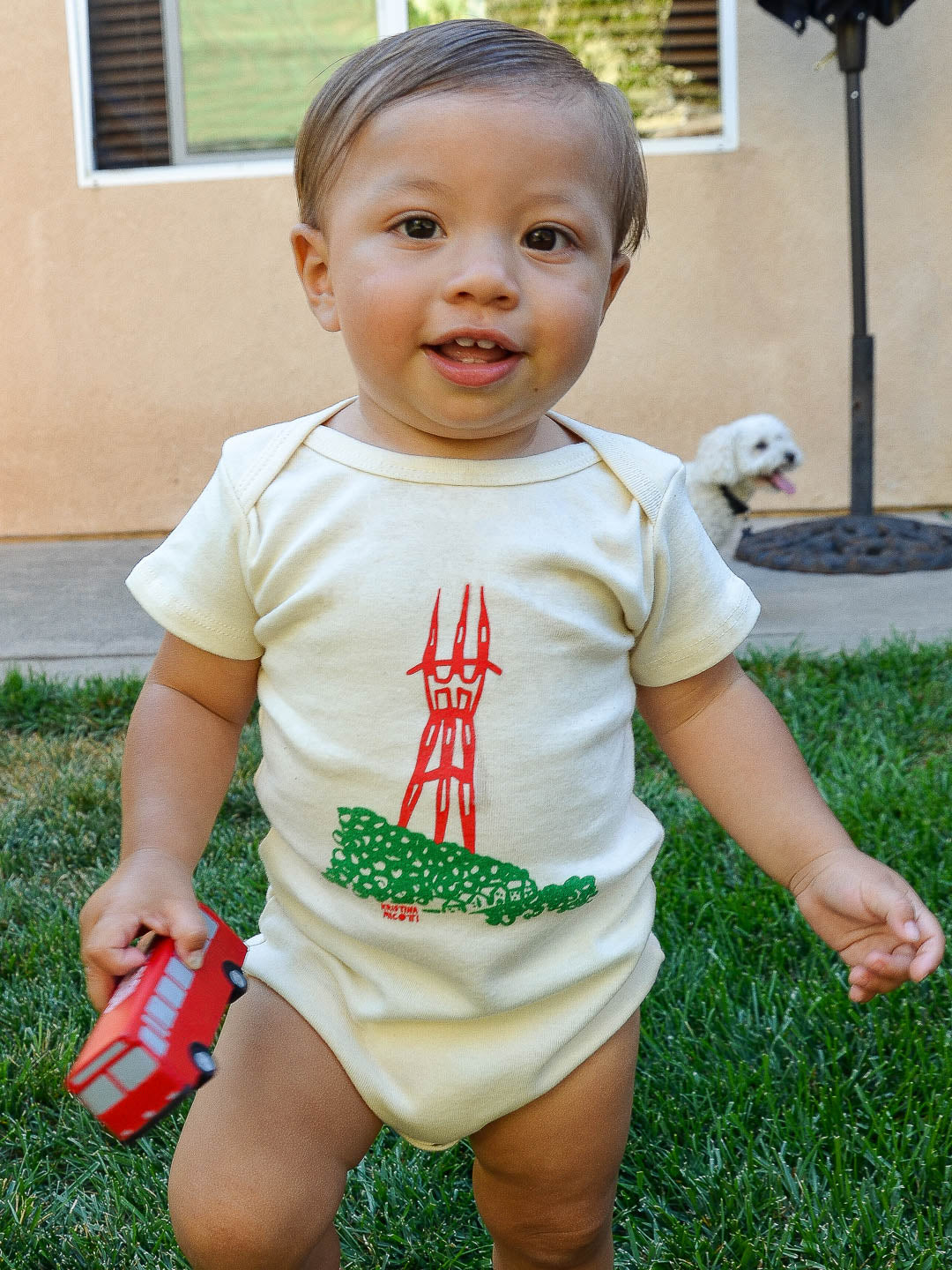 Sutro Tower Baby Onesie Cream by Kristina Micotti-Culk