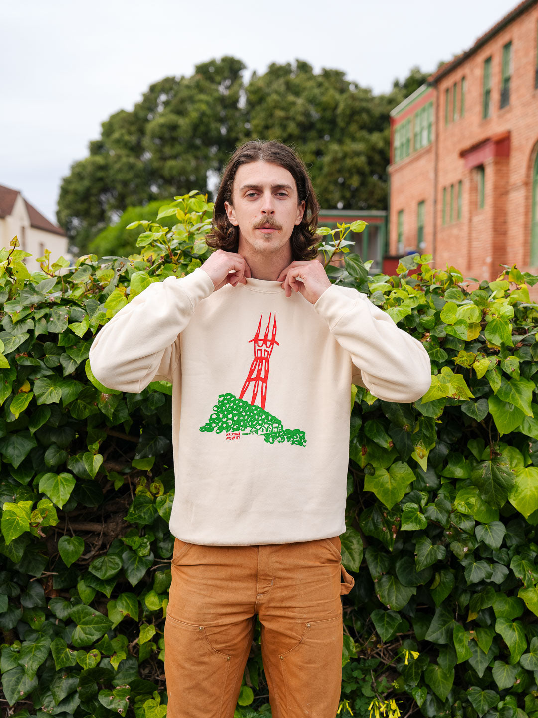 Sutro Tower Crewneck Cream by Kristina Micotti-Culk