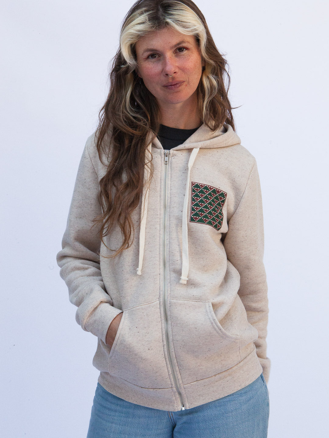 Mountain Study Zip-up Hoodie Tri-Cream