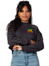Patch Ya Later Strawberry Women&#39;s Cropped Crewneck Sweatshirt Faded Black-Culk