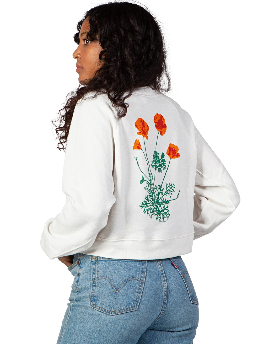 Poppy Women's Cropped Crewneck by Jen Kindell-Culk