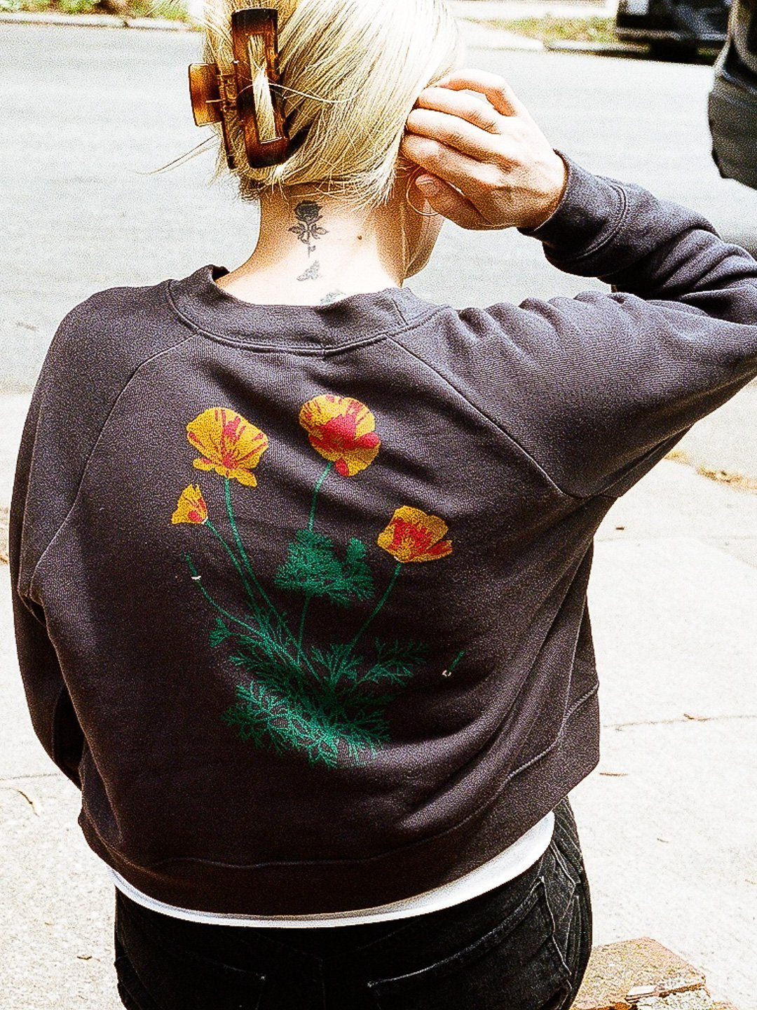 Poppy Women's Cropped Crewneck by Jen Kindell-Culk