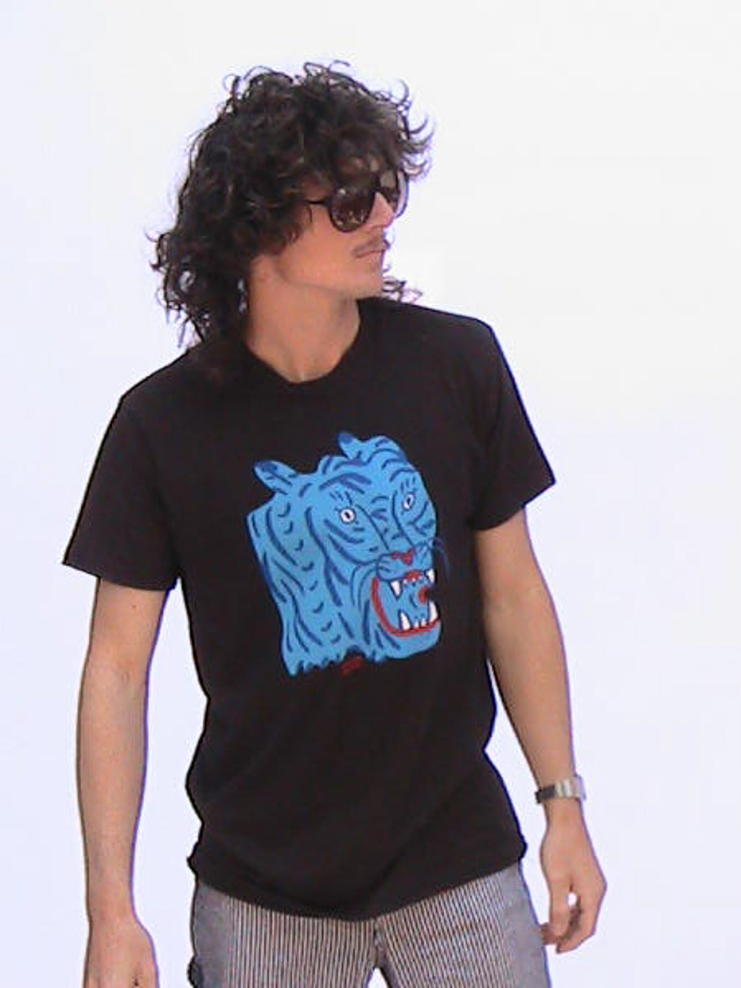 Blue Tiger Tee Black by Kristina Micotti-Culk