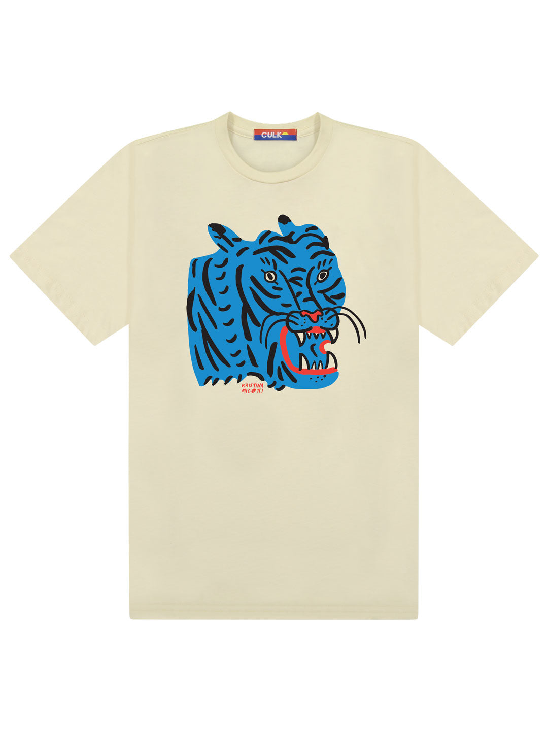 Blue Tiger Tee Cream by Kristina Micotti-Culk