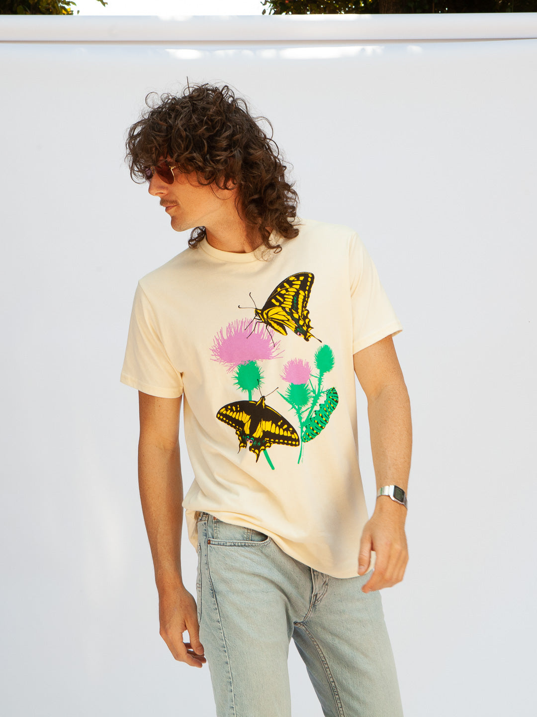 Butterfly Garden Tee Cream by Jen Kindell-Culk