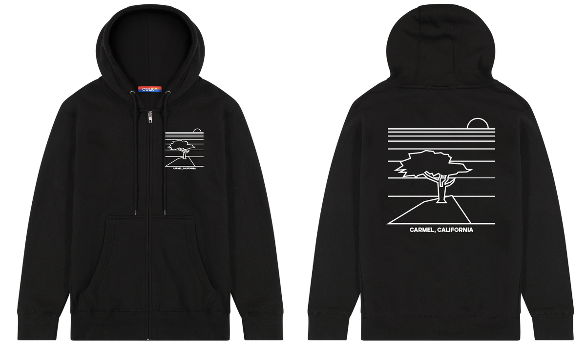 Carmel Tree Zip-up Hoodie Black-Culk