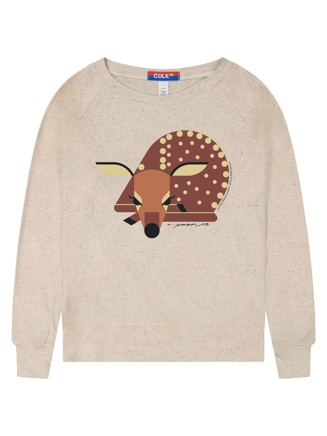 Charley Harper Fawn Women's Raglan Pullover Oatmeal-Culk