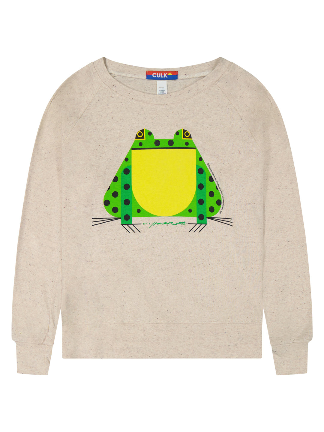 Charley Harper Frog Women's Raglan Pullover Oatmeal-Culk