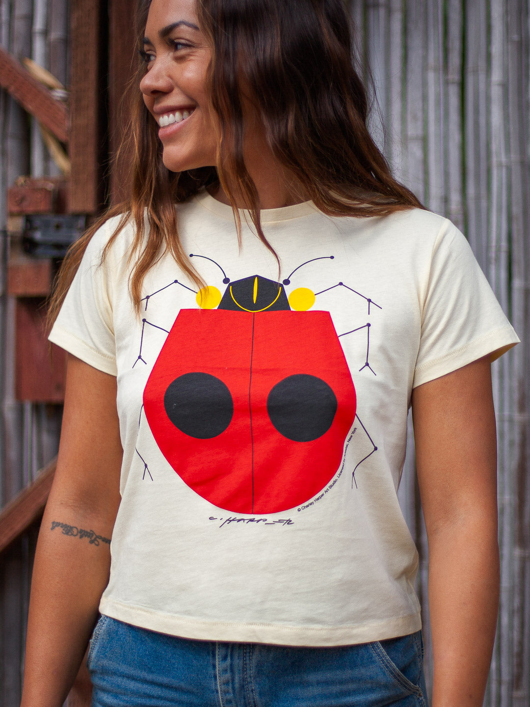 Charley Harper Ladybug Women's Tee Cream-Culk