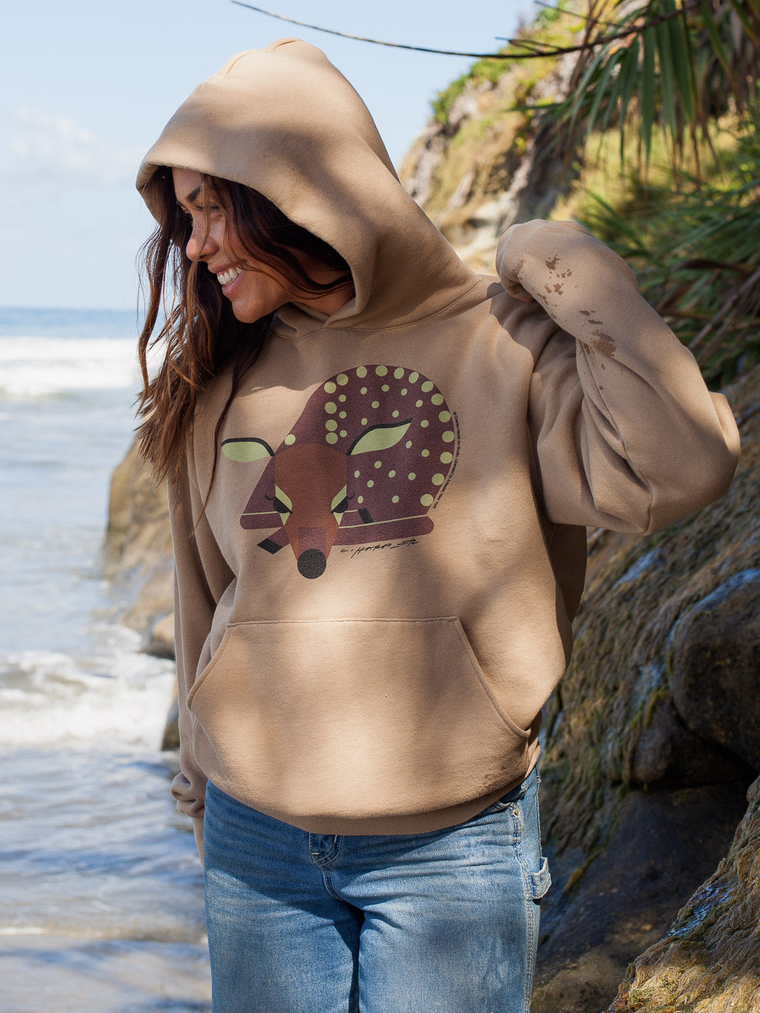 Fawn Hoodie Sand by Charley Harper-Culk