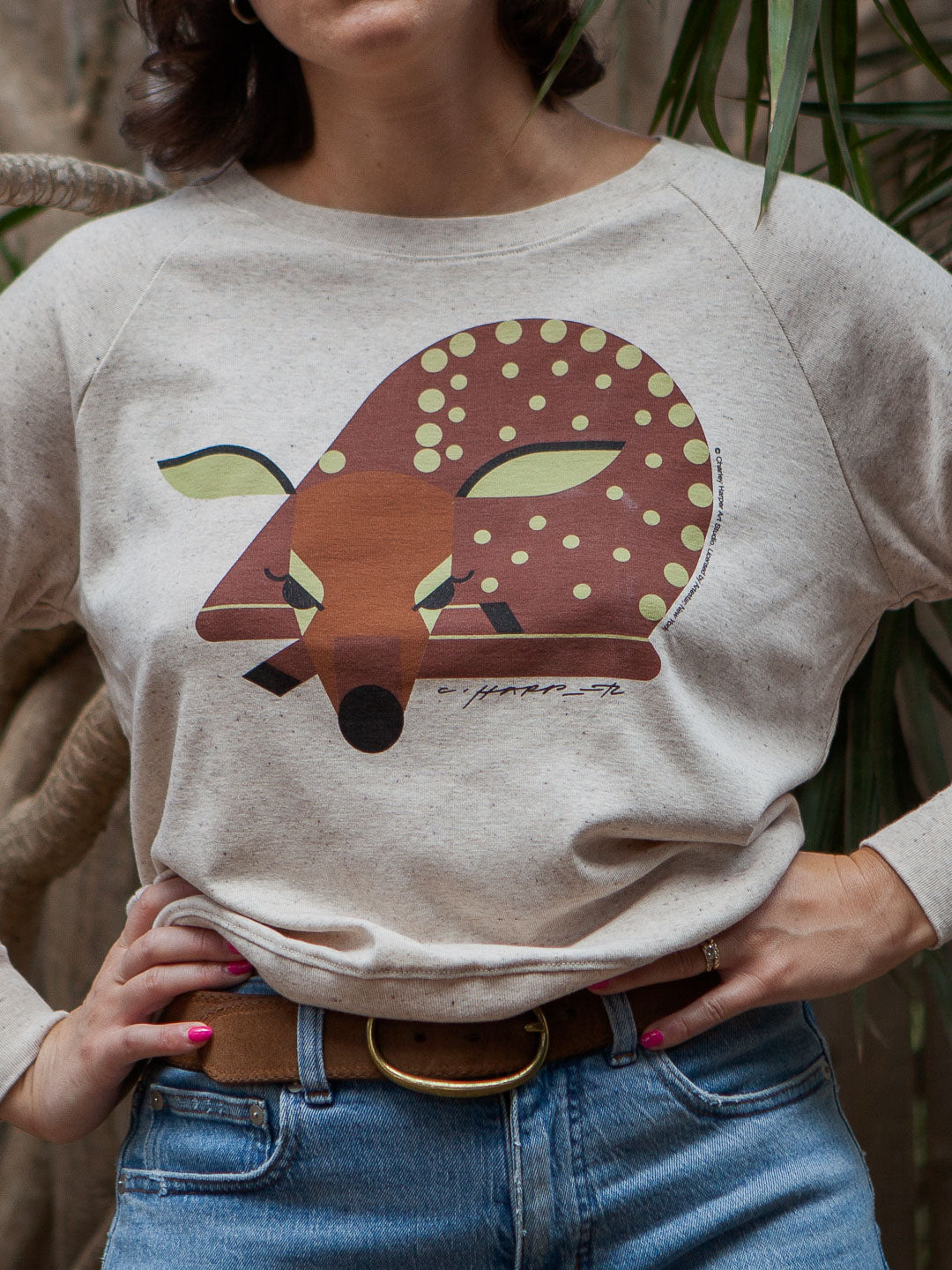 Fawn Women's Raglan Pullover Tri-Cream by Charley Harper-Culk