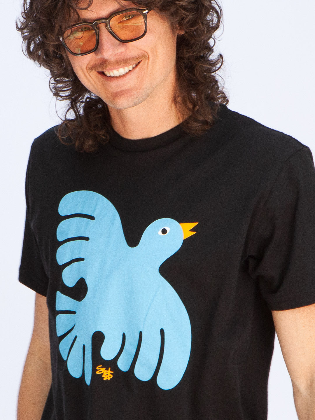 Folk Bird Tee Black by Shapes & Colors-Culk