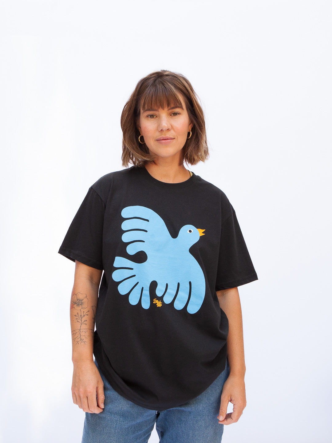 Folk Bird Tee Black by Shapes & Colors-Culk