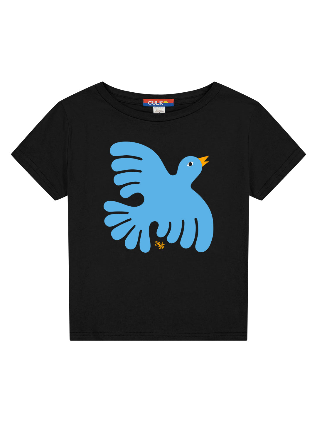 Folk Bird Women's Tee Black by Shapes & Colors-Culk
