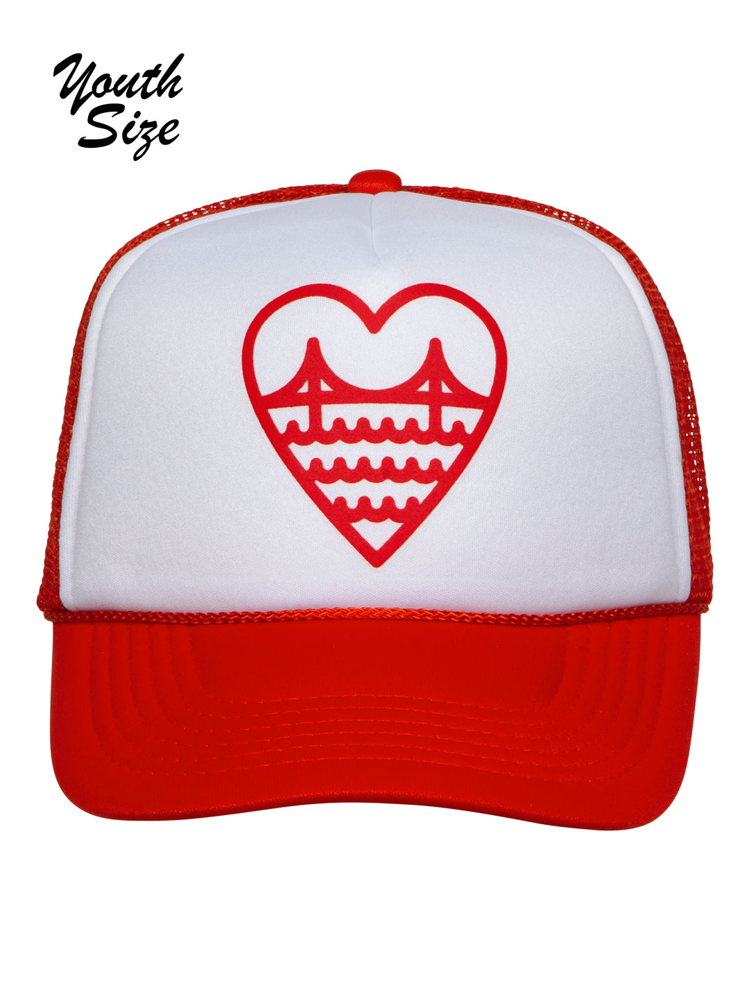 I Heart SF Youth Trucker Hat Red/White-Culk