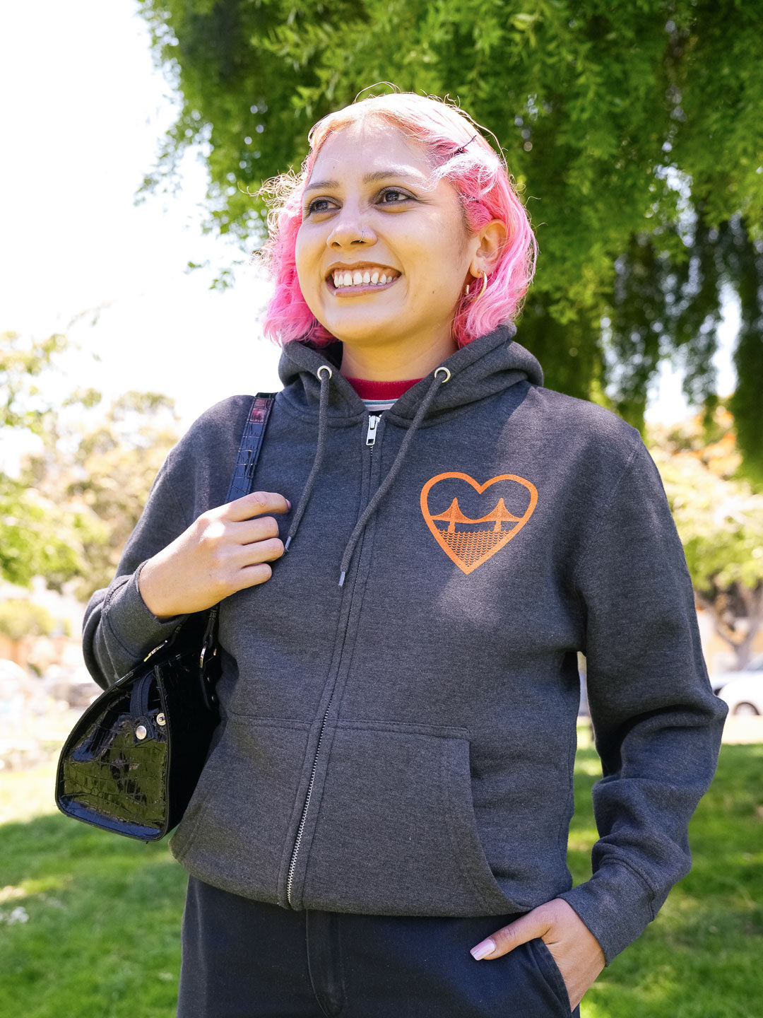 I Heart SF Zip-Up Hoodie Charcoal-Culk