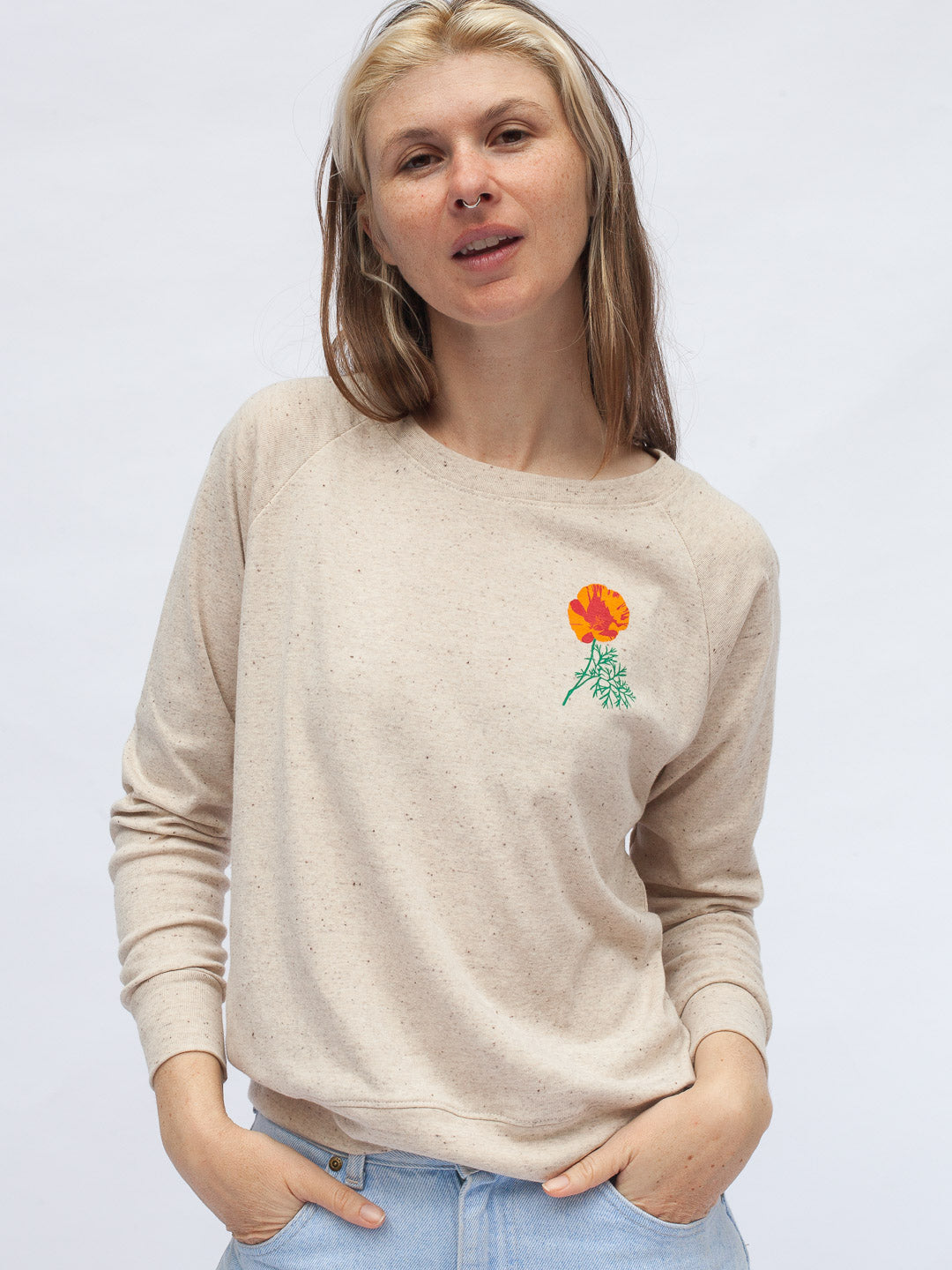 Jen Kindell Poppy Women's Raglan Pullover Tri Oatmeal-Culk