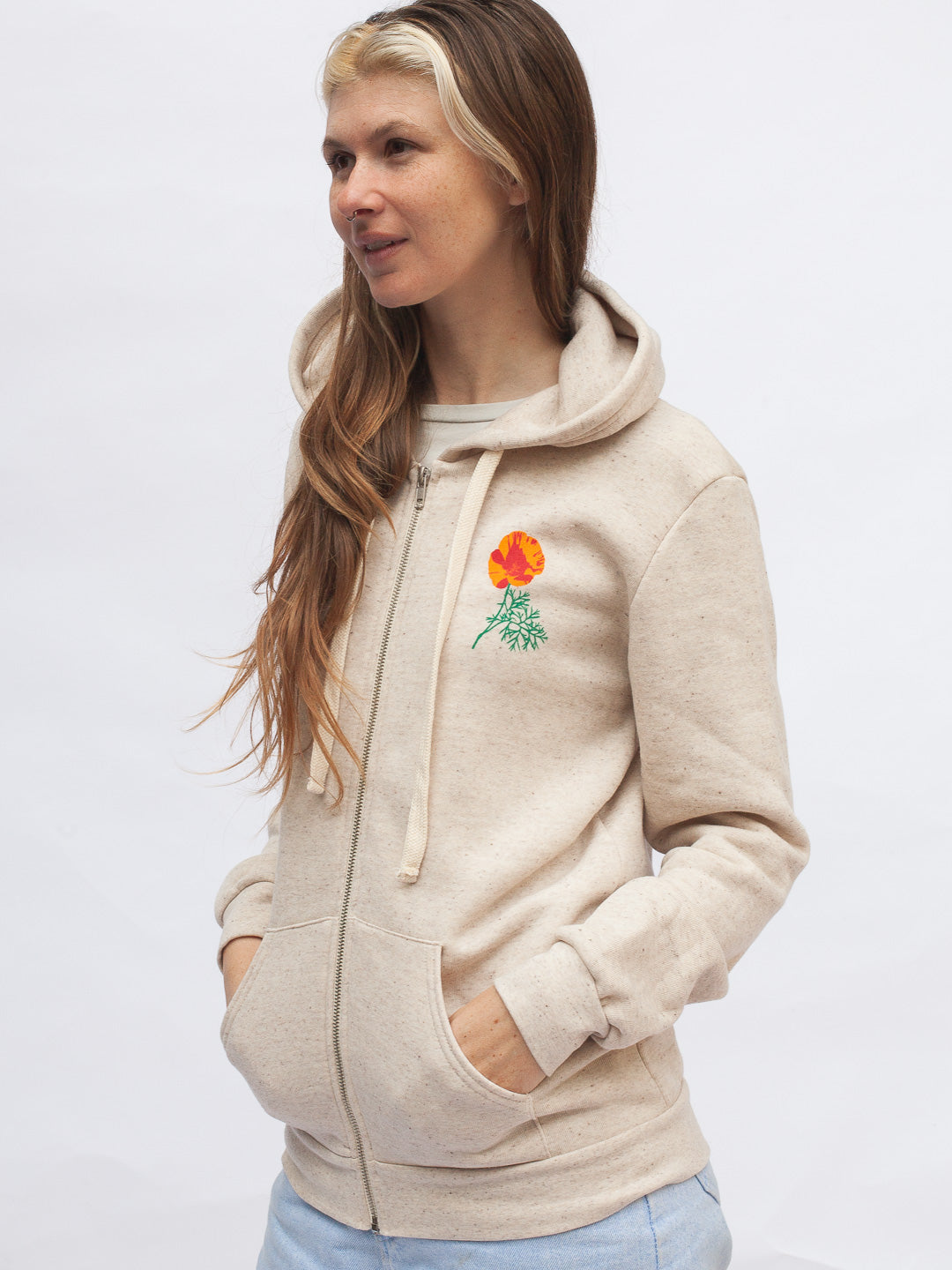 Jen Kindell Poppy Zip-Up Hoodie Oatmeal-Culk