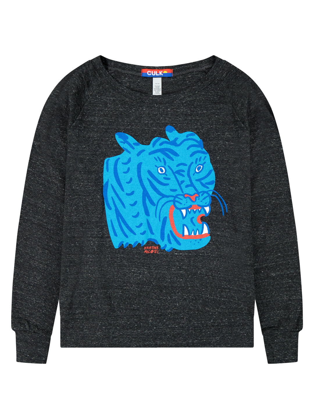 Kristina Micotti Blue Tiger Women's Raglan Pullover Black-Culk