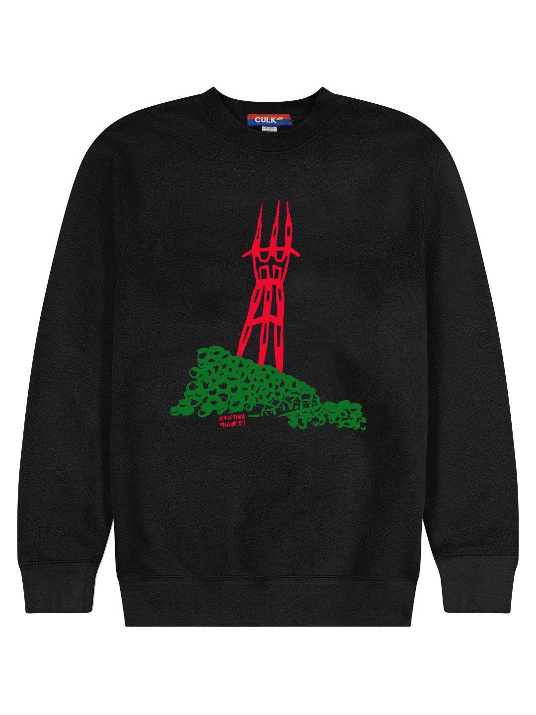 Kristina Micotti Sutro Tower Unisex Crewneck Sweatshirt Black-Culk