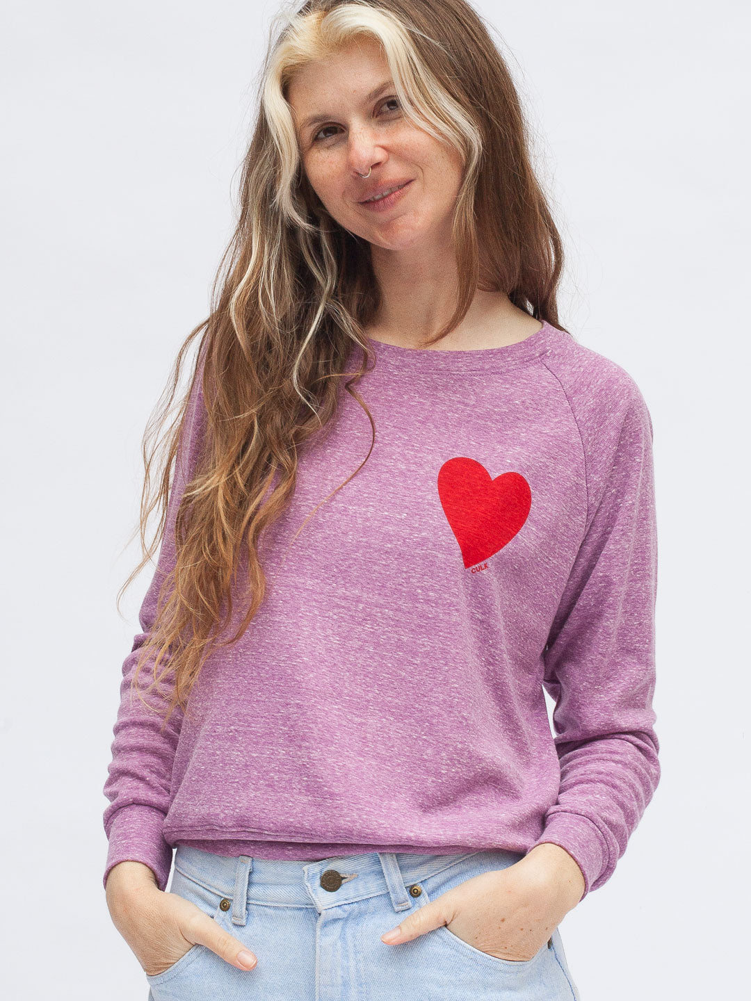 Love Women's Raglan Pullover Tri Purple-Culk