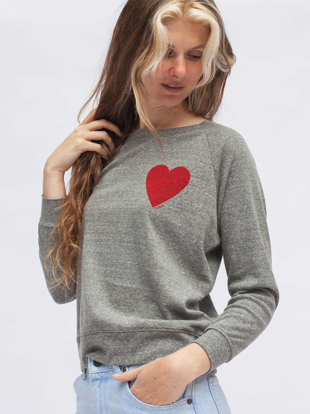 Love Women's Raglan Pullover Tri Vintage Grey-Culk