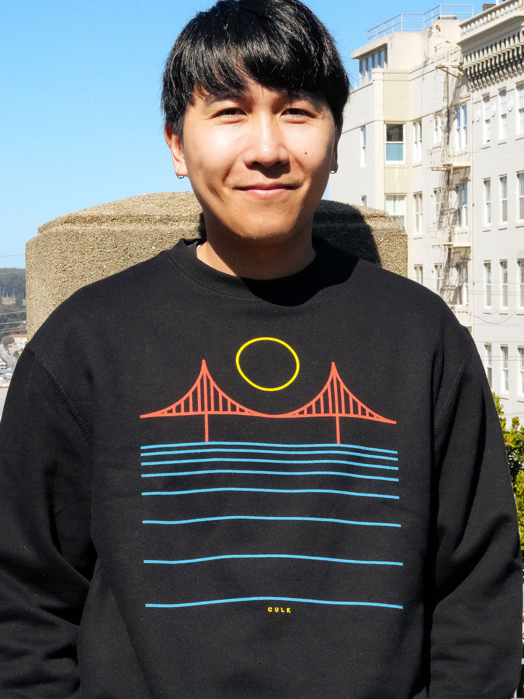 Minimal Bridge Color Crewneck Black-Culk