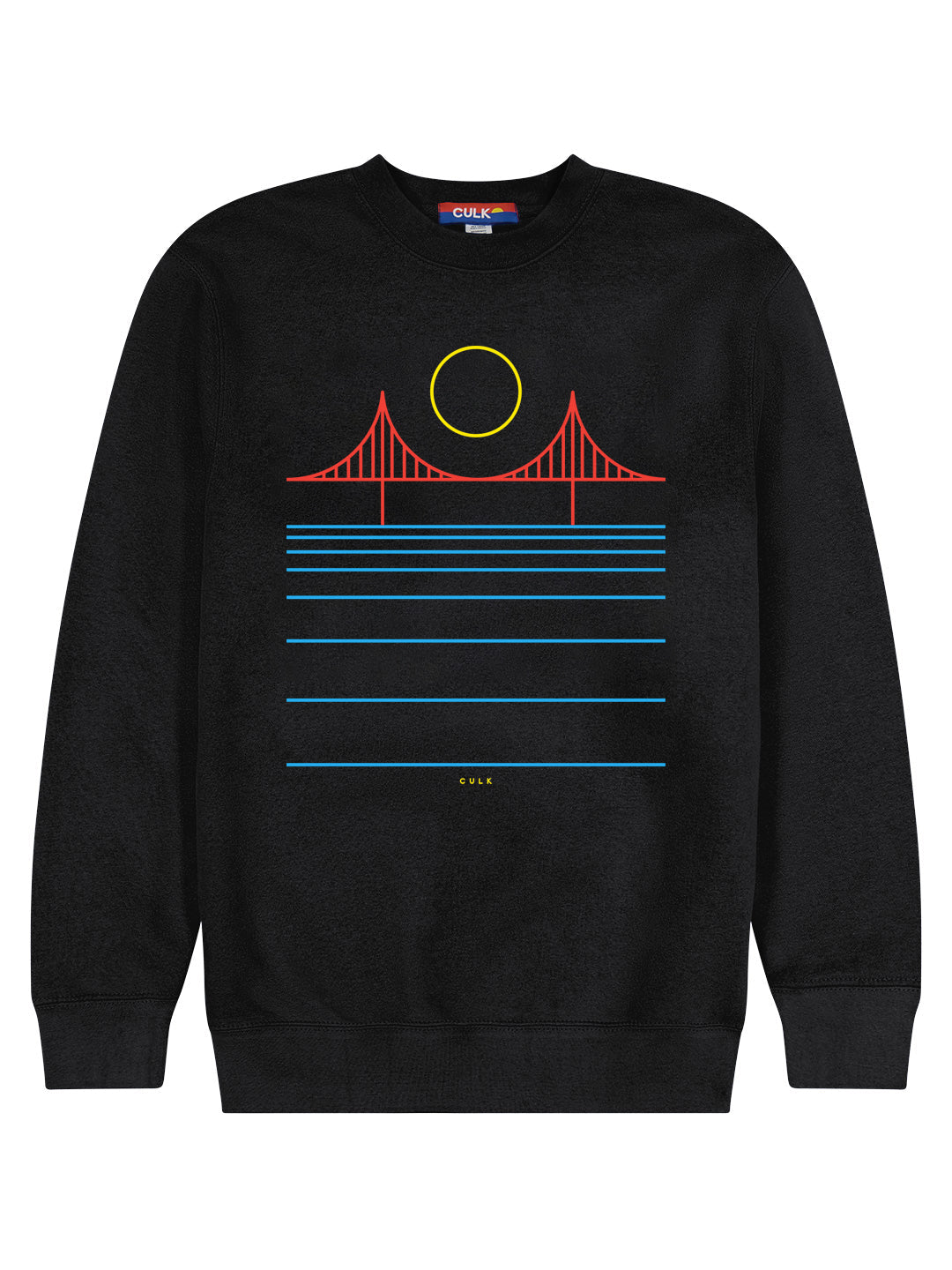 Minimal Bridge Color Crewneck Sweatshirt Black-Culk