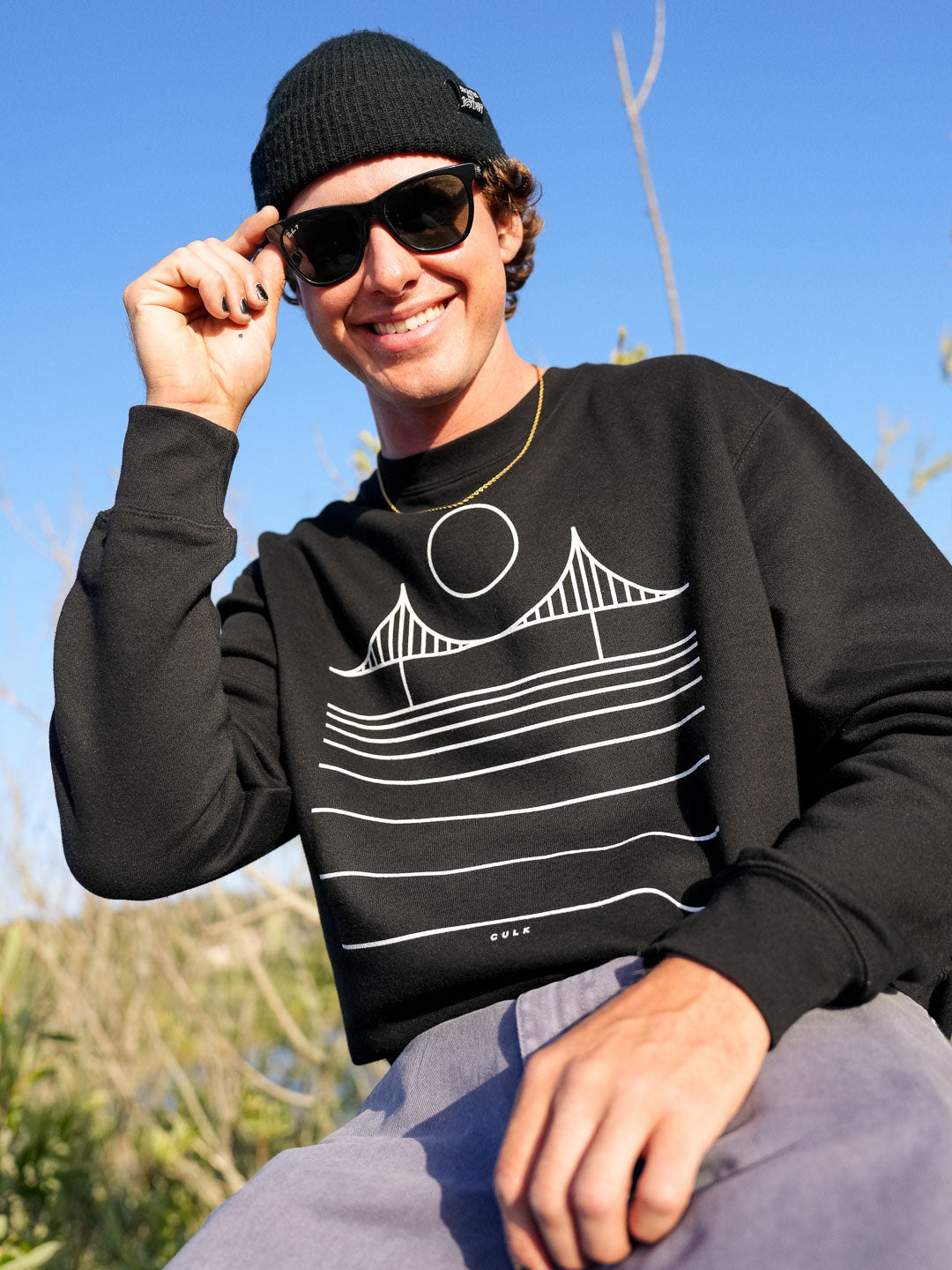 Minimal Bridge Crewneck Sweatshirt Black-Culk