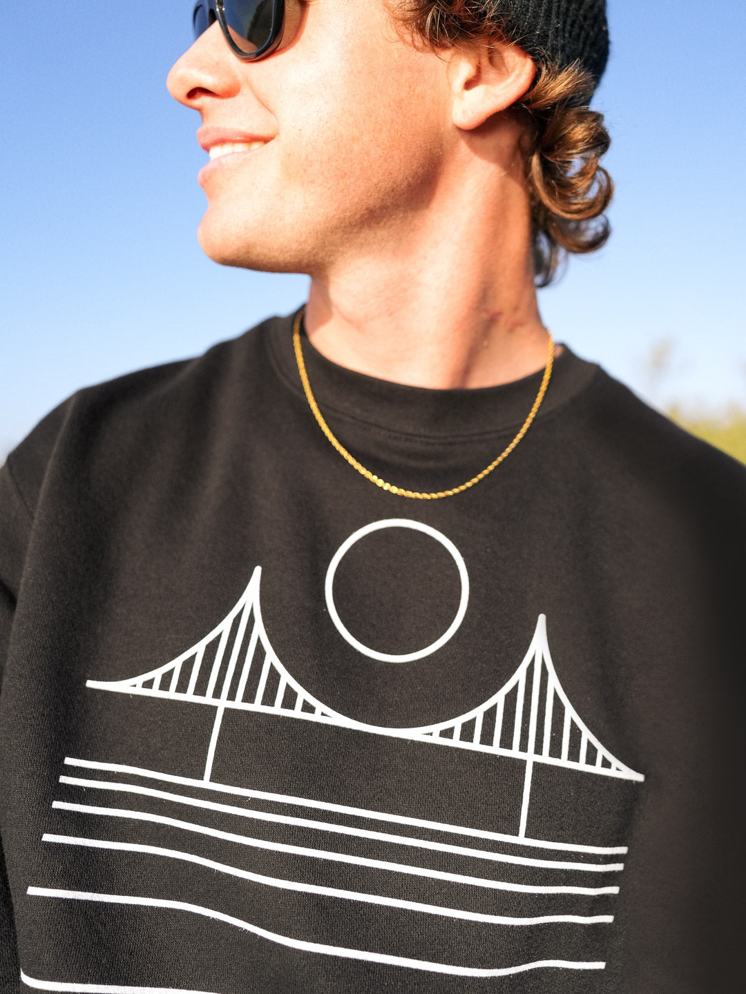 Minimal Bridge Crewneck Sweatshirt Black-Culk