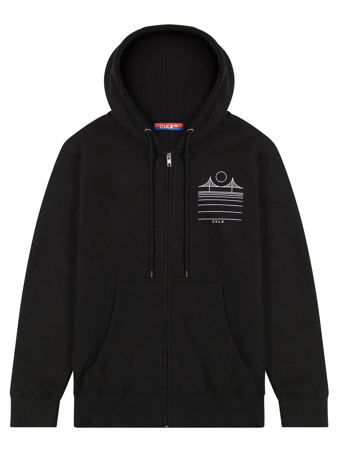 Minimal Bridge Zip-Up Hoodie Black-Culk