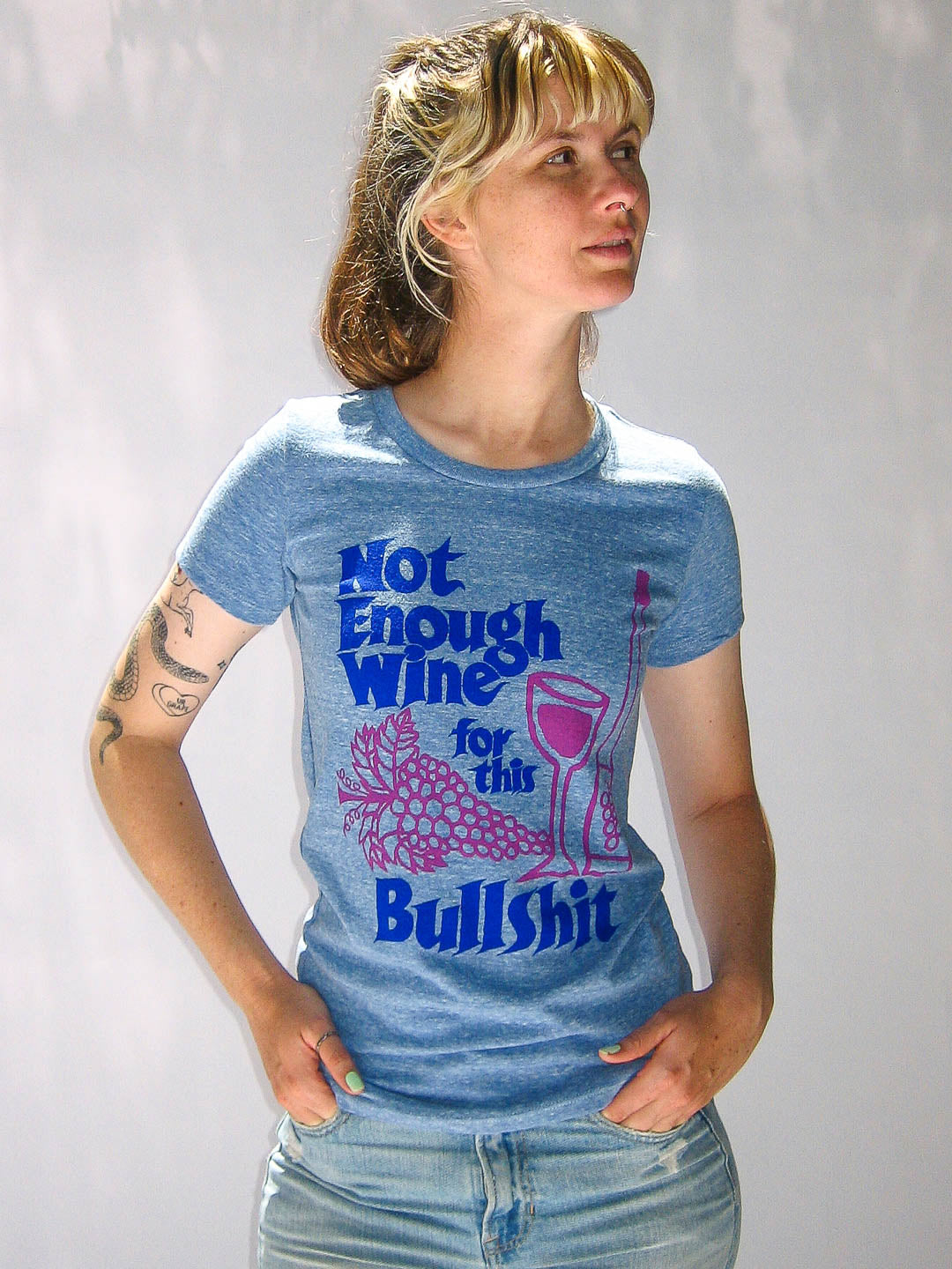 Not Enough Wine Women's Tee Tri-Blue-Culk