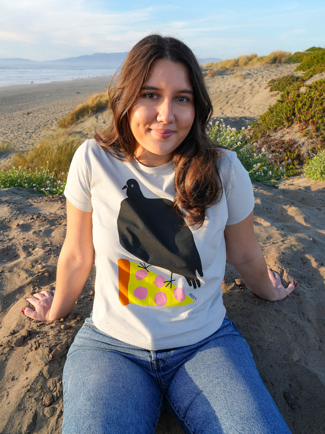 Pizza Pigeon Women's Tee Silver by Orlie K.-Culk
