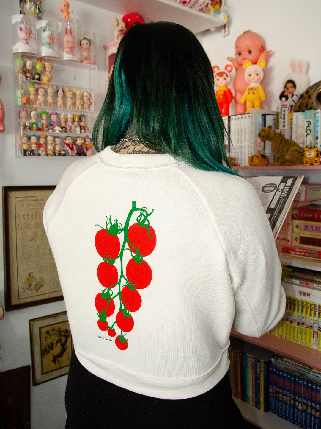 Pomodoro Women's Cropped Crewneck by Jen Kindell-Culk