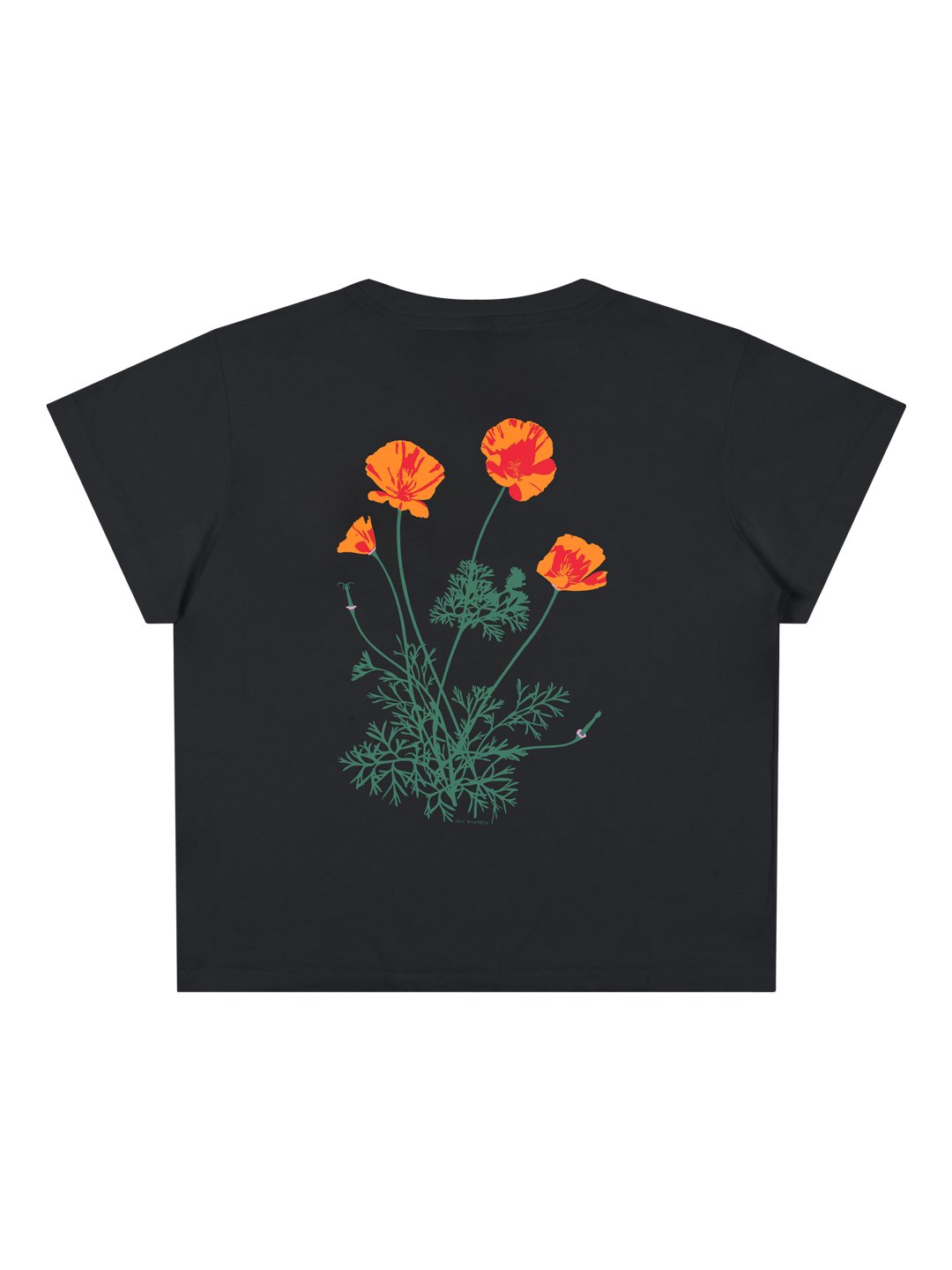 Poppy Women's Tee Black by Jen Kindell-Culk