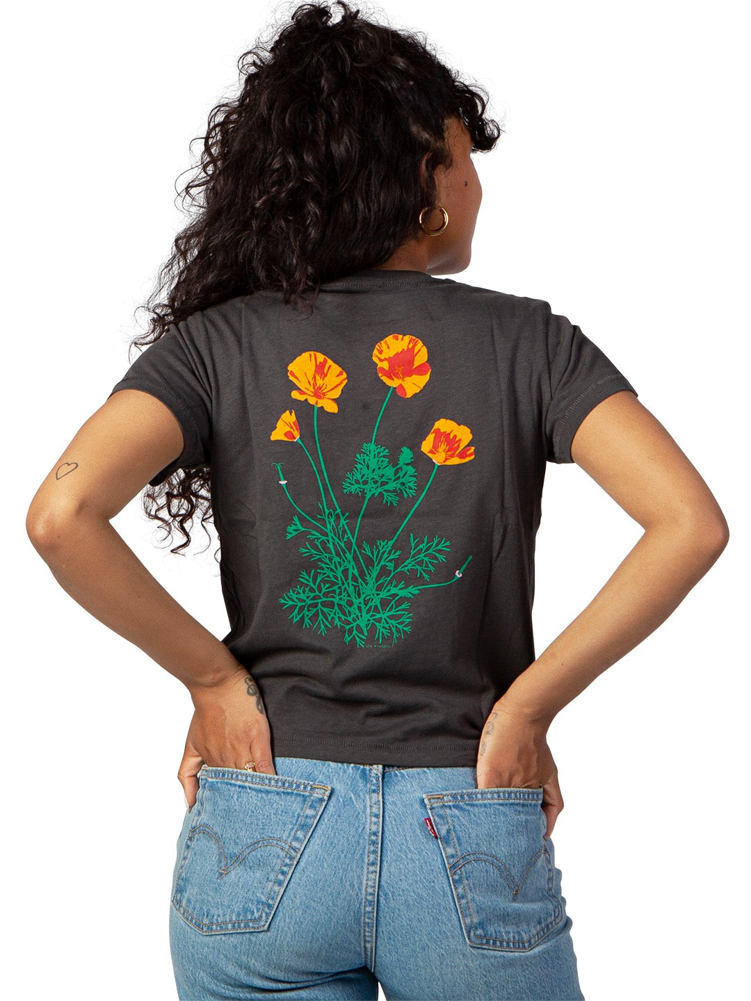 Poppy Women's Tee Black by Jen Kindell-Culk