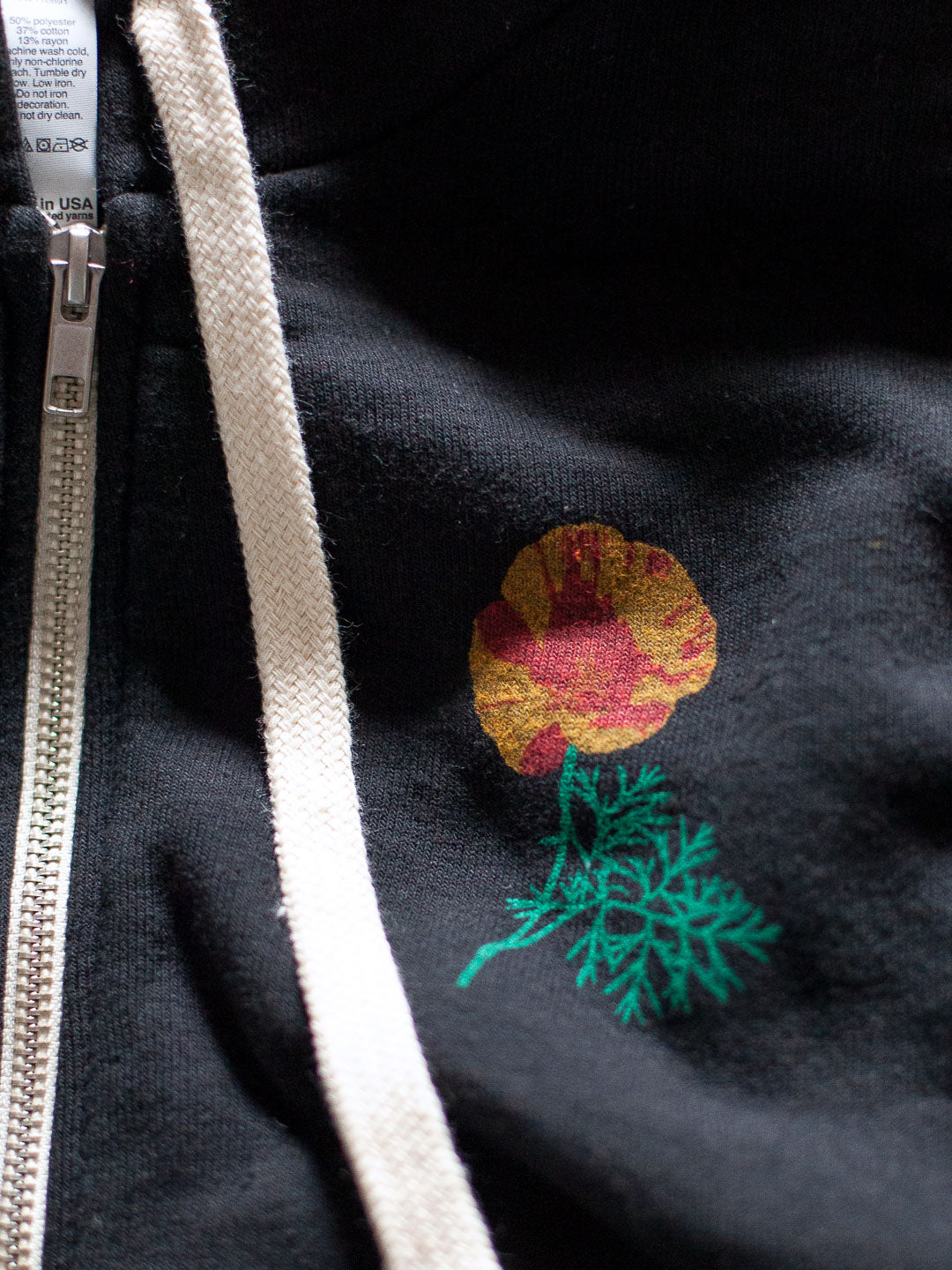 Poppy Zip-up Hoodie Tri-Black by Jen Kindell-Culk