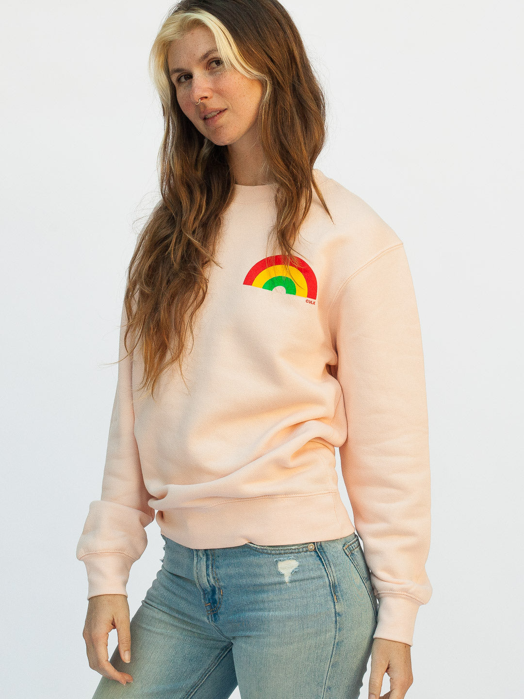 Rainbow Crewneck Light Pink-Culk