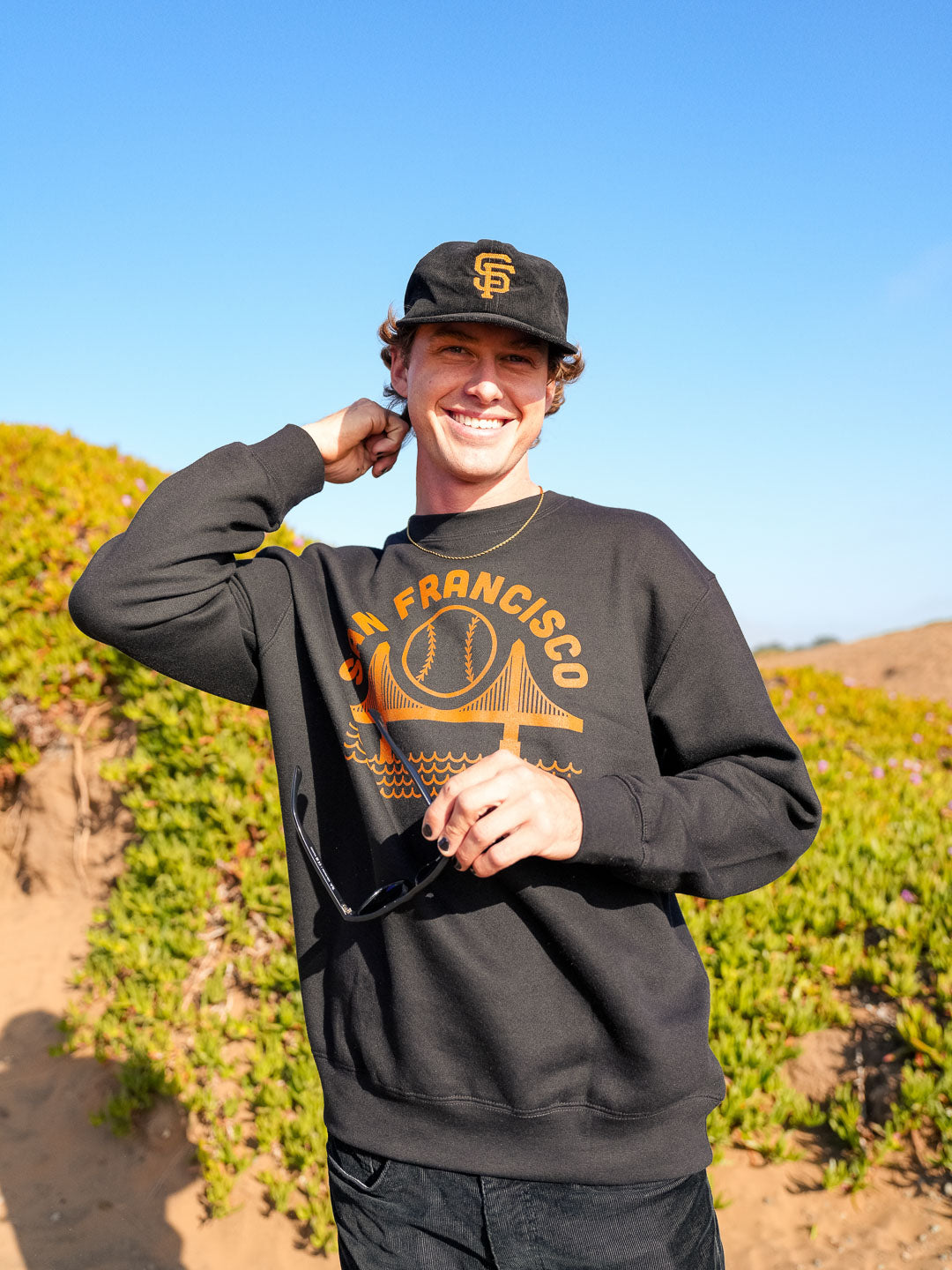 SF Baseball Crewneck Sweatshirt Black-Culk