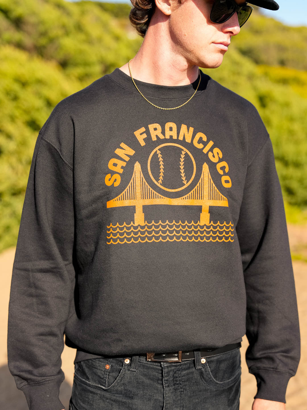 SF Baseball Crewneck Sweatshirt Black-Culk