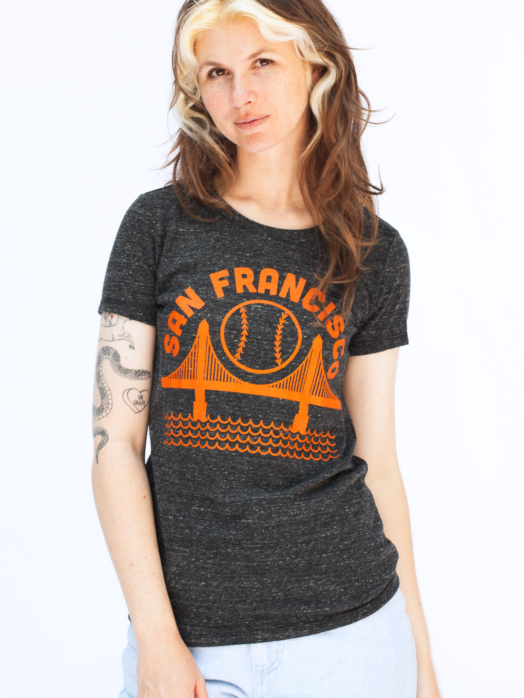 SF Baseball Women's Tee Tri-Charcoal-Culk