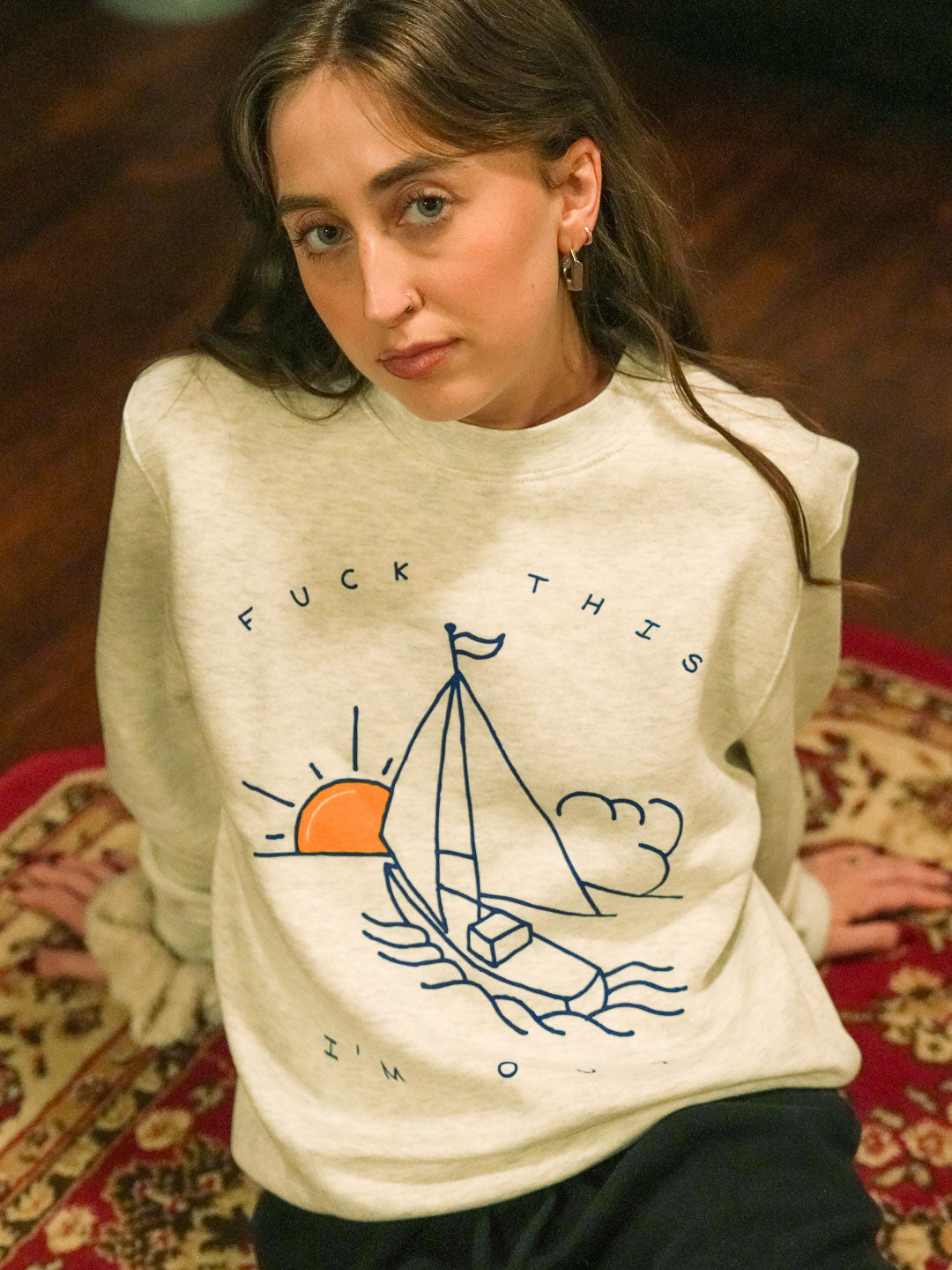Sailboat Crewneck Heather Cream-Culk