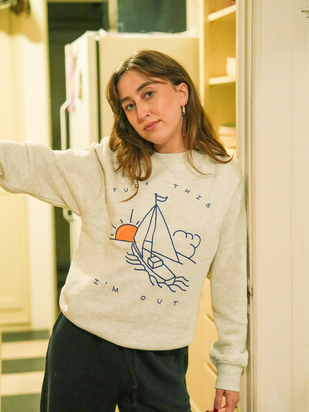 Sailboat Crewneck Heather Cream-Culk