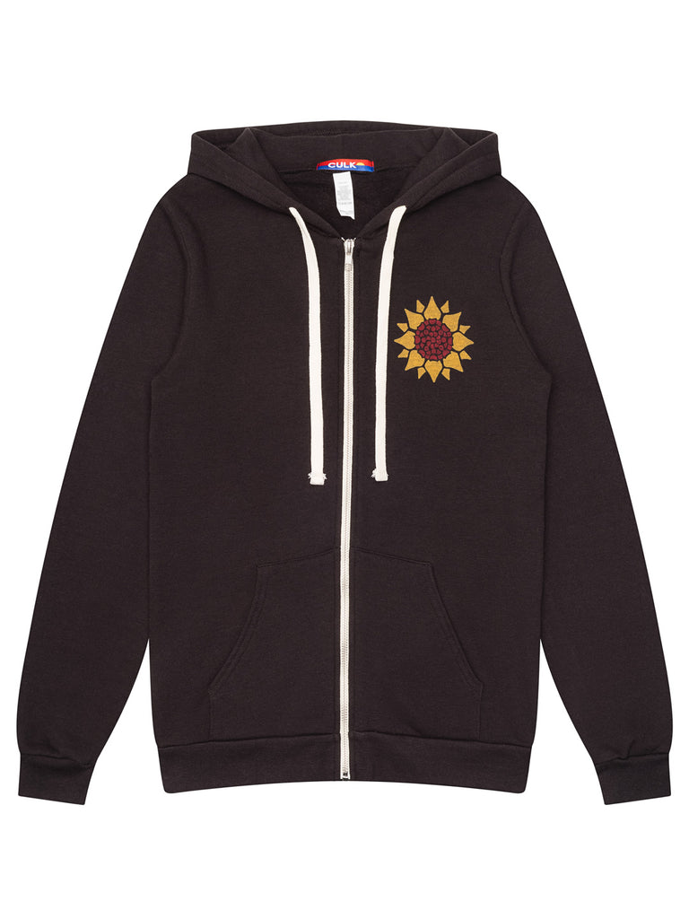 Sunflower Zip-up Hoodie Tri-Black - Culk