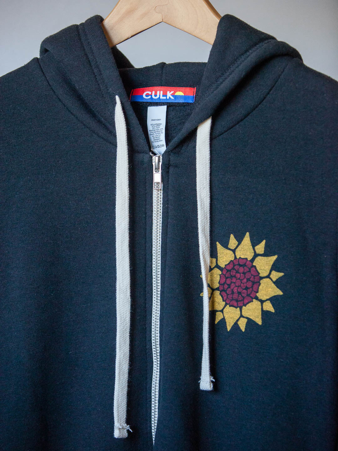 Sunflower Zip-up Hoodie Tri-Black-Culk