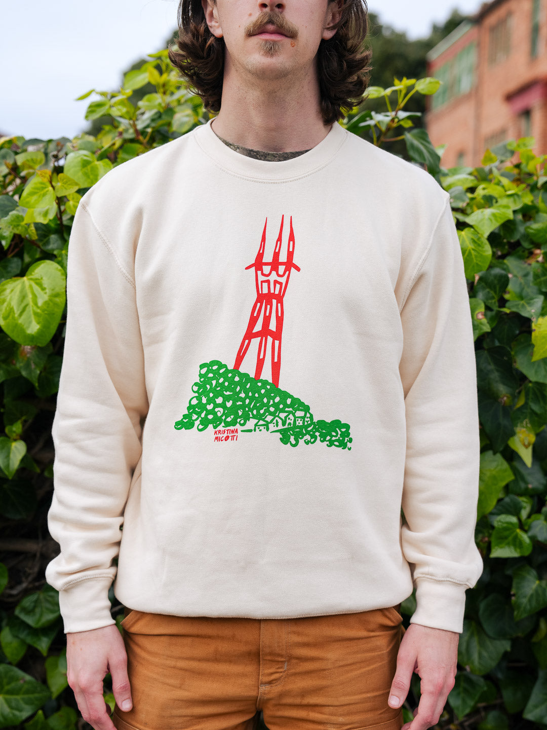 Sutro Tower Crewneck Cream by Kristina Micotti-Culk