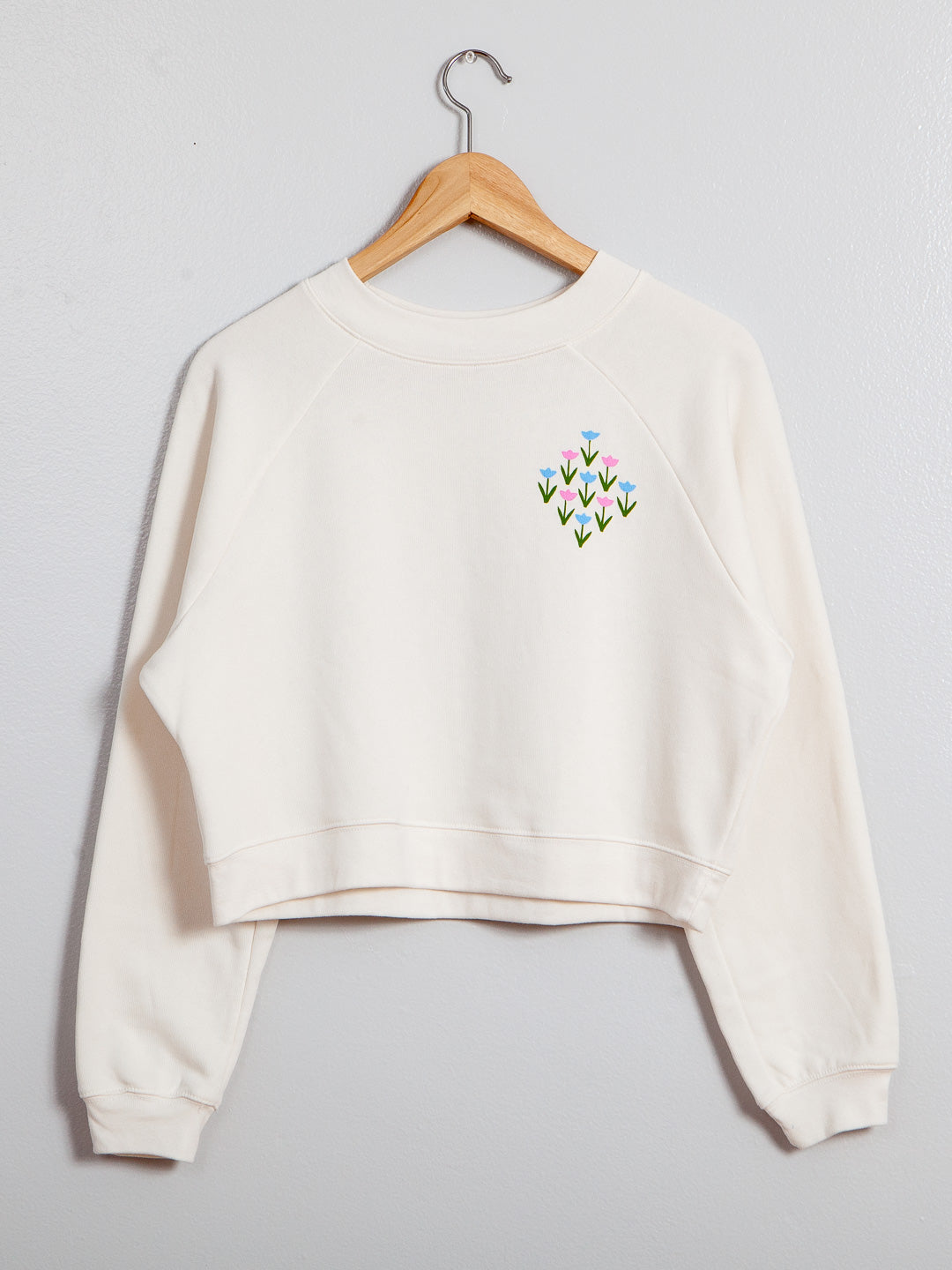 Tulips Women's Cropped Crewneck Cream-Culk